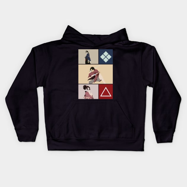 Fuu, Jin, And Mugen Kids Hoodie by AlonaGraph